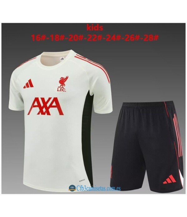 CFB3-Camisetas Kit entrenamiento liverpool fc 2025/26 white-niÑos