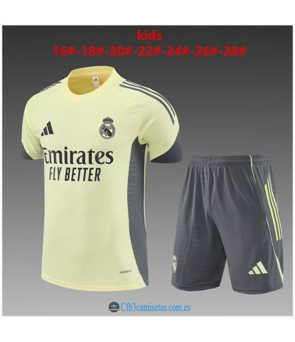 CFB3-Camisetas Kit entrenamiento real madrid 2025/26 amarillo-niÑos