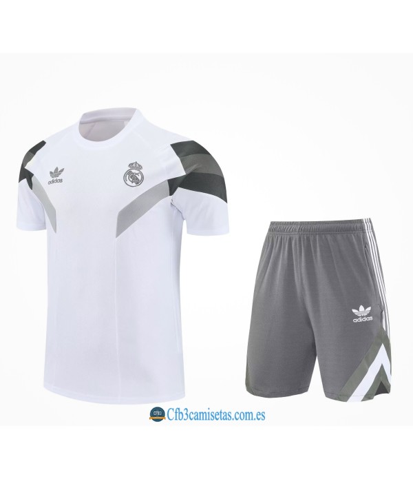 CFB3-Camisetas Kit entrenamiento real madrid 2025/26 blanco con gris