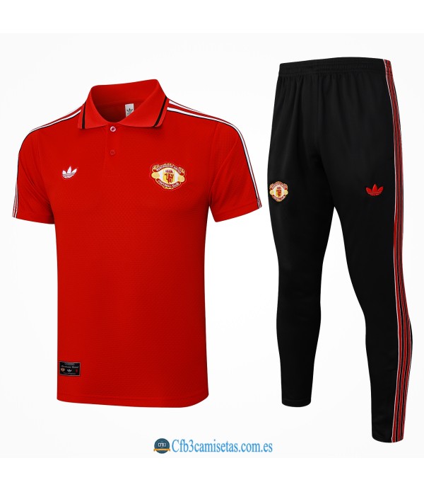 CFB3-Camisetas Polo pantalones manchester united 2025/26 rojo