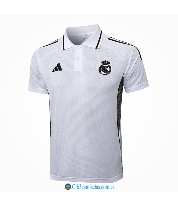 CFB3-Camisetas Polo real madrid camisetas 2025/26-white with black logo