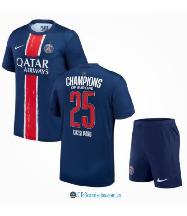 CFB3-Camisetas Psg champions 2025 kit junior - chamopns of europe