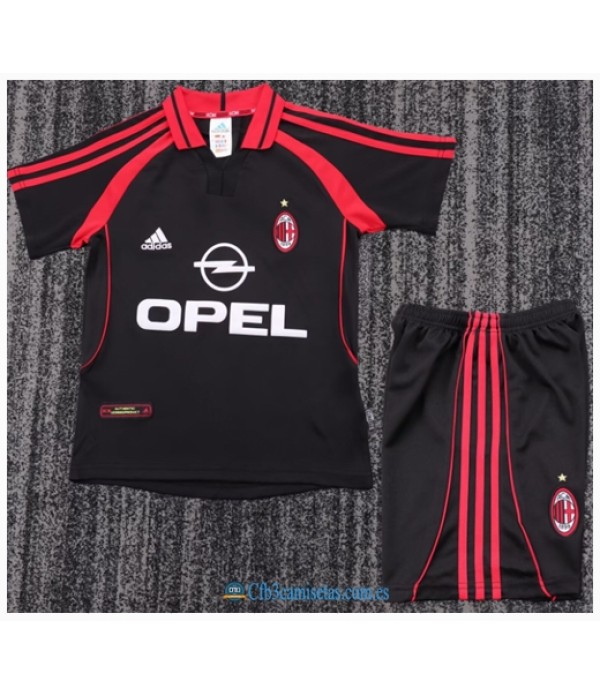 CFB3-Camisetas Ac milan 2a equipación 00/01 - niÑos