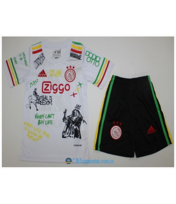 CFB3-Camisetas Ajax 1a equipación white bob marley- niÑos