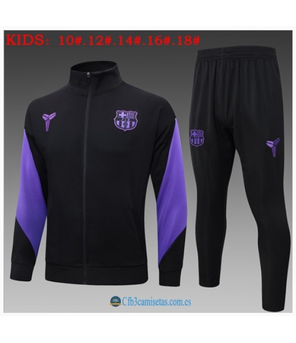 CFB3-Camisetas Chándal fc barcelona 2025/26 black long zipper - niÑos