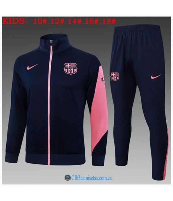 CFB3-Camisetas Chándal fc barcelona 2025/26 dark bule long zipper - niÑos