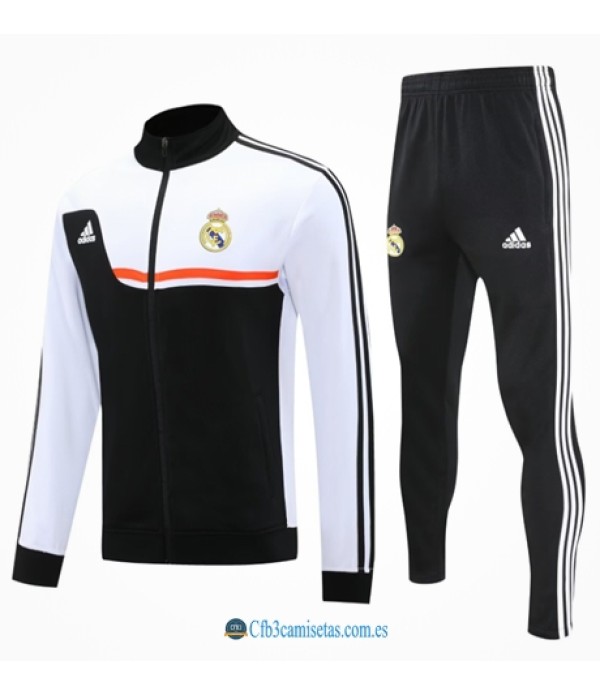 CFB3-Camisetas Chándal real madrid 2025/26- black white retro cremallera larga