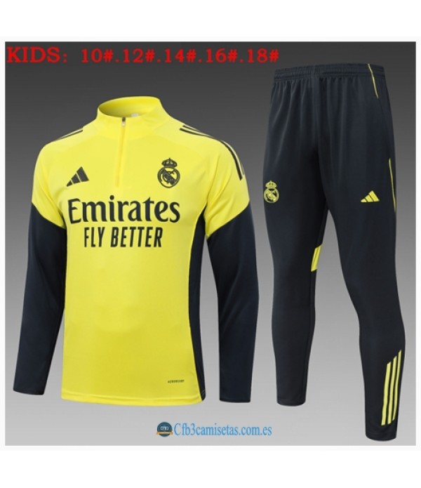 CFB3-Camisetas Chándal real madrid 2025/26 yellow half zipper - niÑos