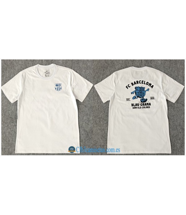 CFB3-Camisetas Fc barcelona algodón camiseta-white ii