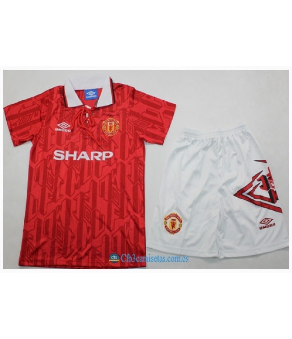 CFB3-Camisetas Manchester united 1a equipación 92/94 - niÑos