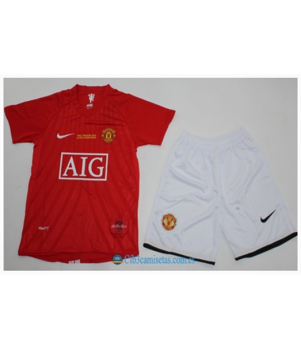 CFB3-Camisetas Manchester united 1a equipación ucl final 07/08 - niÑos
