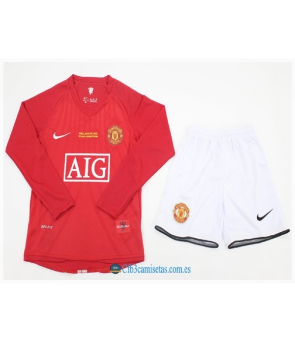 CFB3-Camisetas Manchester united 1a equipación ucl final 07/08 - niÑos ml