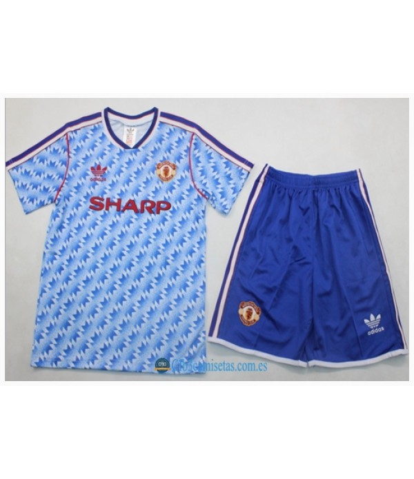 CFB3-Camisetas Manchester united 2a equipación 90/92 - niÑos