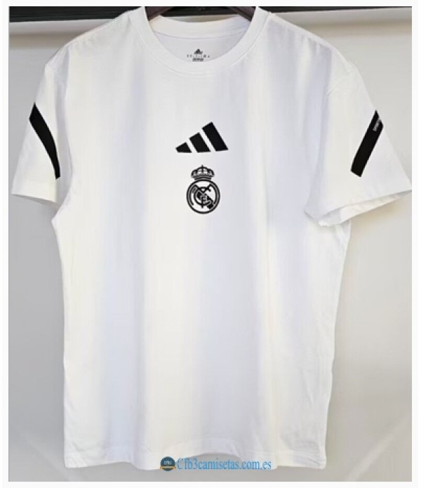 CFB3-Camisetas Real madrid algodón camiseta-white