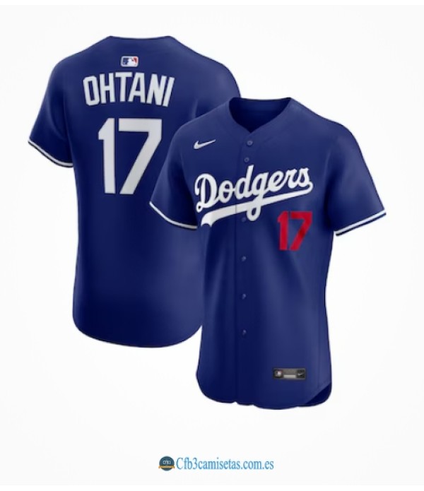 CFB3-Camisetas Shohei ohtani los angeles dodgers nike alternate 2 elite jersey - royal