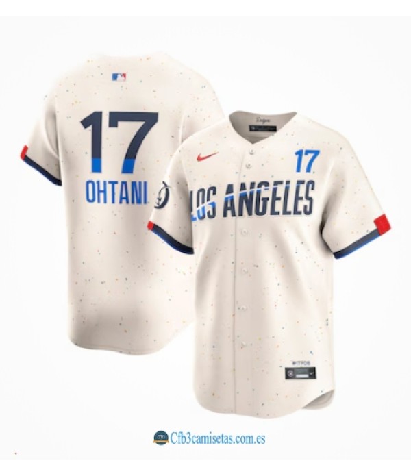CFB3-Camisetas Shohei ohtani los angeles dodgers nike city connect limited jersey - cream