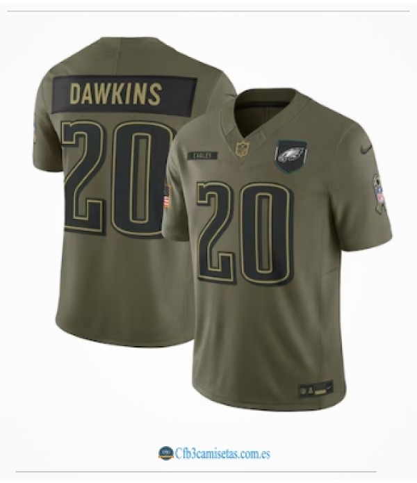 CFB3-Camisetas Brian dawkins philadelphia eagles nike 2025 salute to service retired limited jersey - olive