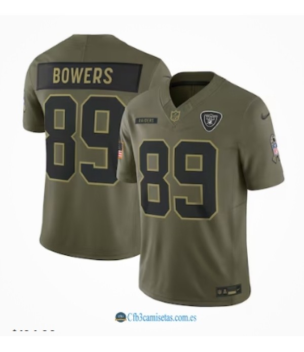 CFB3-Camisetas Brock bowers las vegas raiders nike 2025 salute to service limited jersey - olive