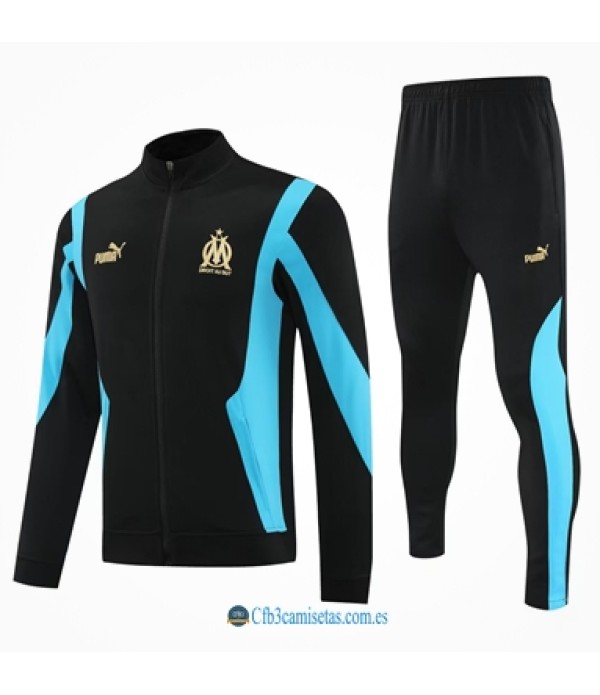 CFB3-Camisetas Chándal olympique marsella 2025/26-black cremallera larga