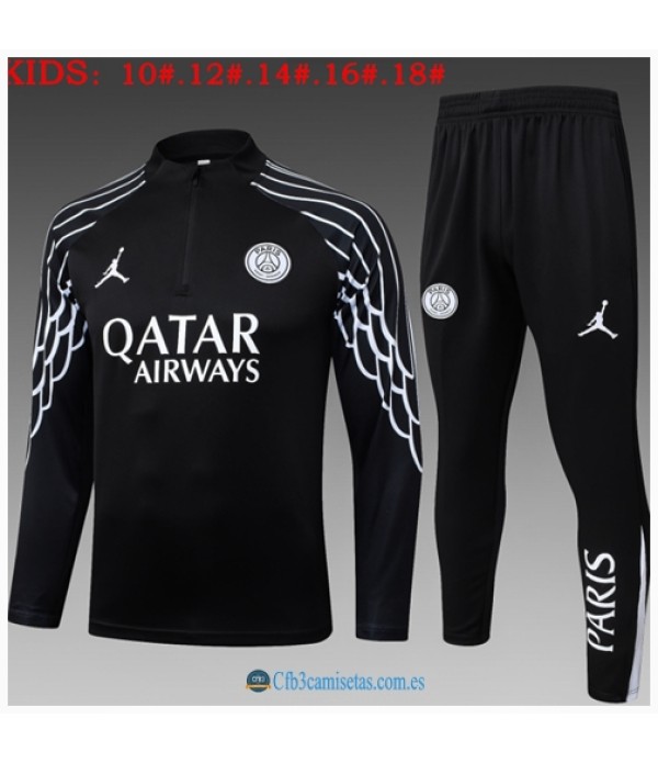 CFB3-Camisetas Chándal psg 2025/26 black half zipper - niÑos