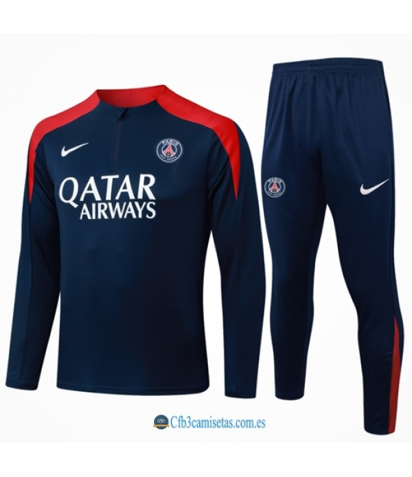 CFB3-Camisetas Chándal psg 2025/26 blue with red half zipper