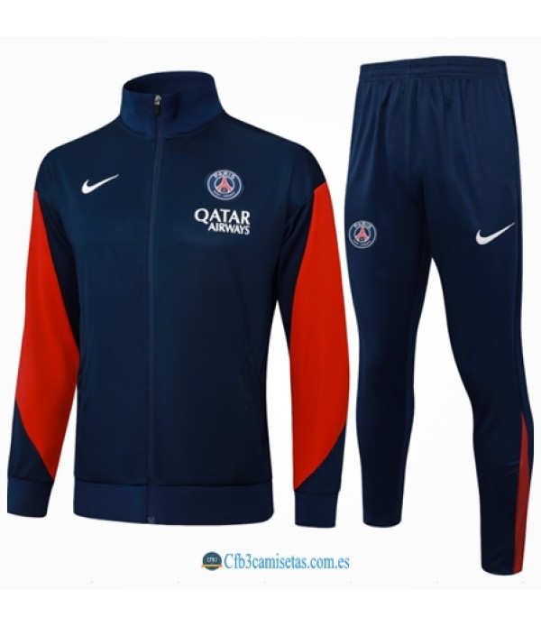 CFB3-Camisetas Chándal psg 2025/26 blue with red long zipper
