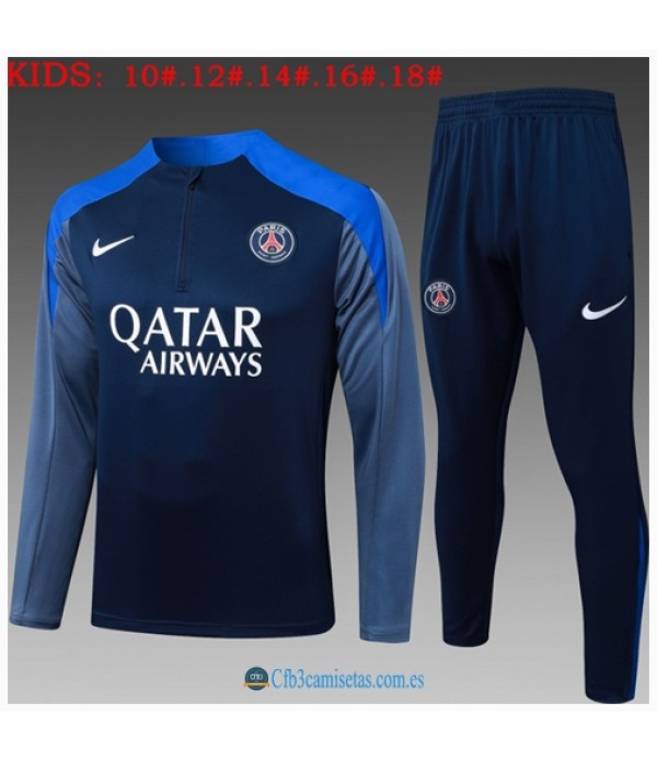 CFB3-Camisetas Chándal psg 2025/26 bule ii half zipper - niÑos