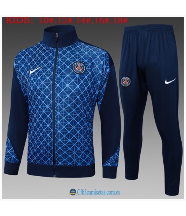 CFB3-Camisetas Chándal psg 2025/26 bule ii long zipper - niÑos