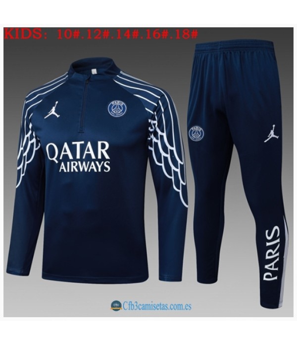 CFB3-Camisetas Chándal psg 2025/26 bule iii half zipper - niÑos