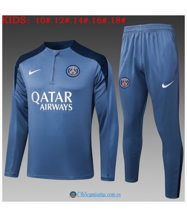 CFB3-Camisetas Chándal psg 2025/26 gray half zipper - niÑos