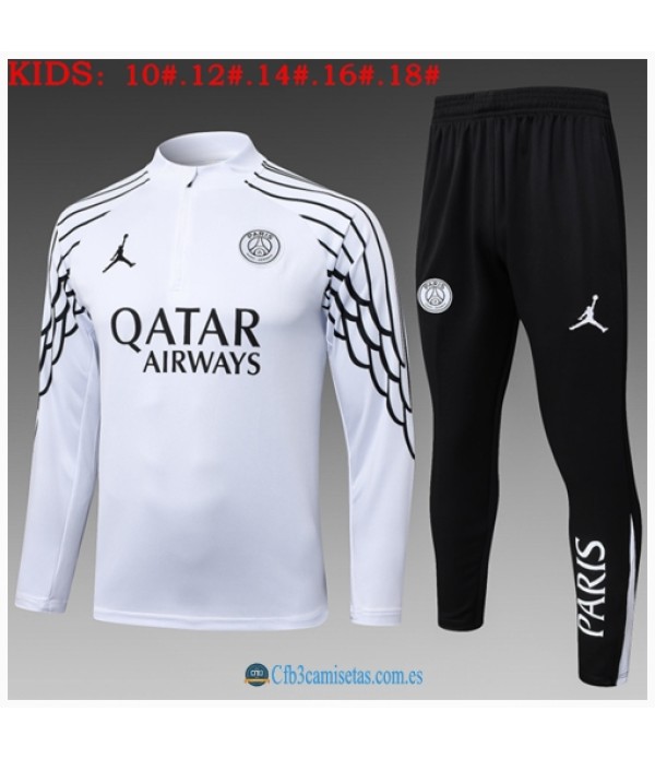 CFB3-Camisetas Chándal psg 2025/26 white half zipper - niÑos