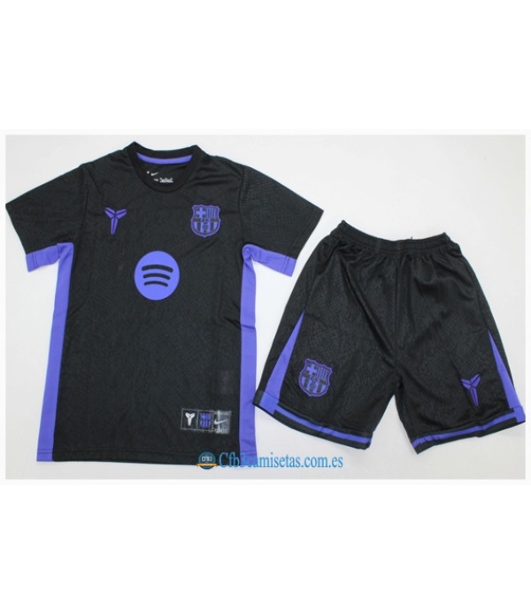 CFB3-Camisetas Fc barcelona mamba negra equipación 2025/26 - niÑos