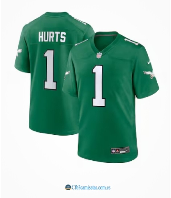 CFB3-Camisetas Jalen hurts philadelphia eagles nike alternate game jersey - kelly green