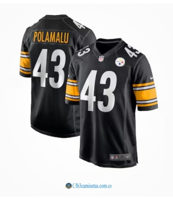 CFB3-Camisetas Troy polamalu pittsburgh steelers nike jersey - black