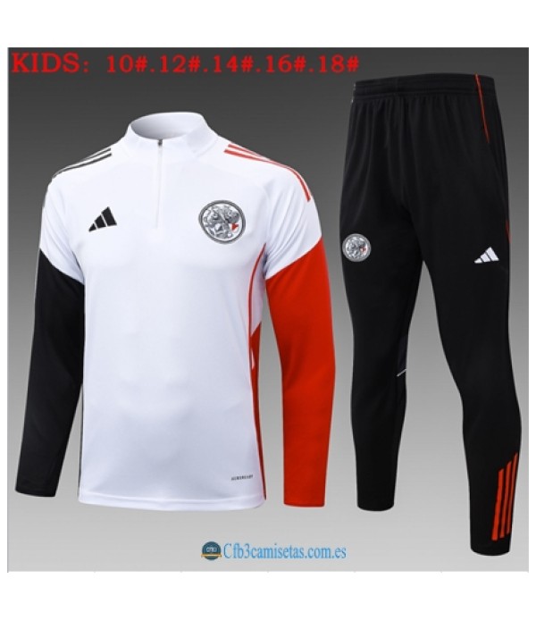 CFB3-Camisetas Chándal ajax 2025/26 white- half zip - niÑos