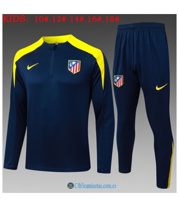CFB3-Camisetas Chándal atlético madrid 2025/26 bule - black half zipper - niÑos