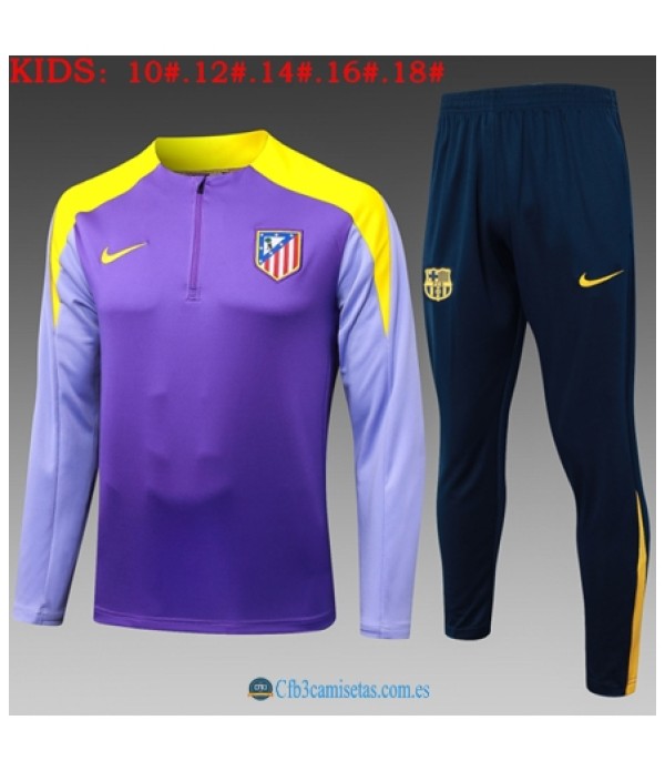 CFB3-Camisetas Chándal atlético madrid 2025/26 purple - black half zipper - niÑos