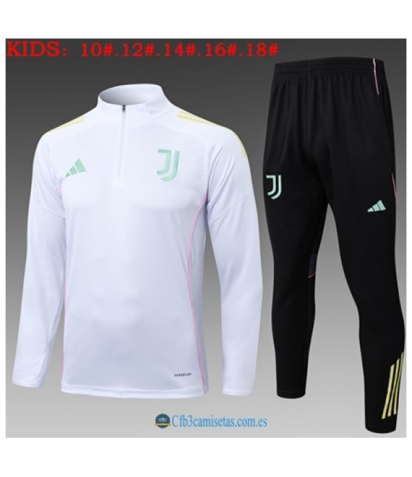 CFB3-Camisetas Chándal juventus 2025/26 white-half-zip version - niÑos