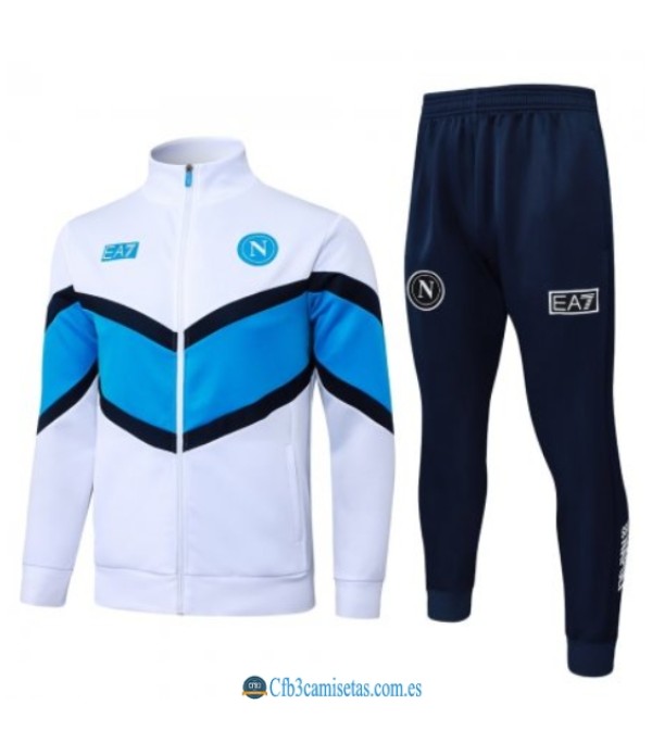 CFB3-Camisetas Chándal napoli 2025/26- white with bule cremallera larga