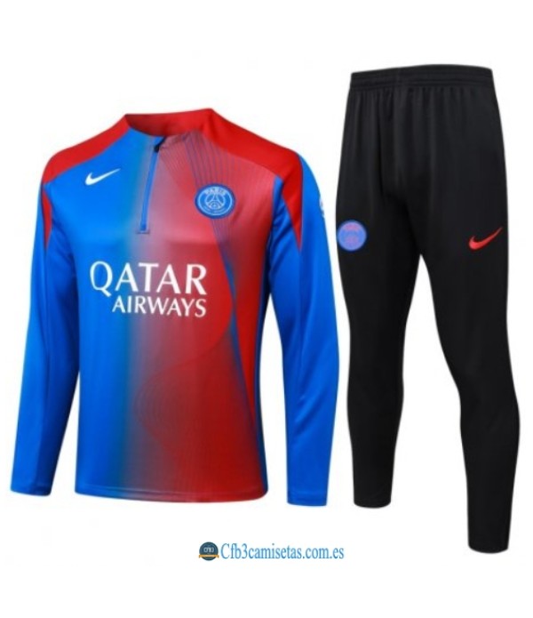 CFB3-Camisetas Chándal psg 2025/26 blue i with red half zipper
