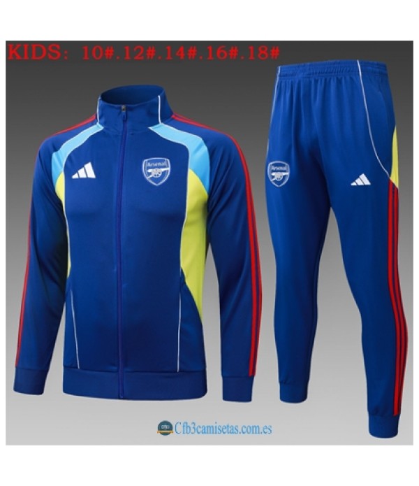 CFB3-Camisetas Chándal arsenal 2025/26bule with yellow long zipper - niÑos