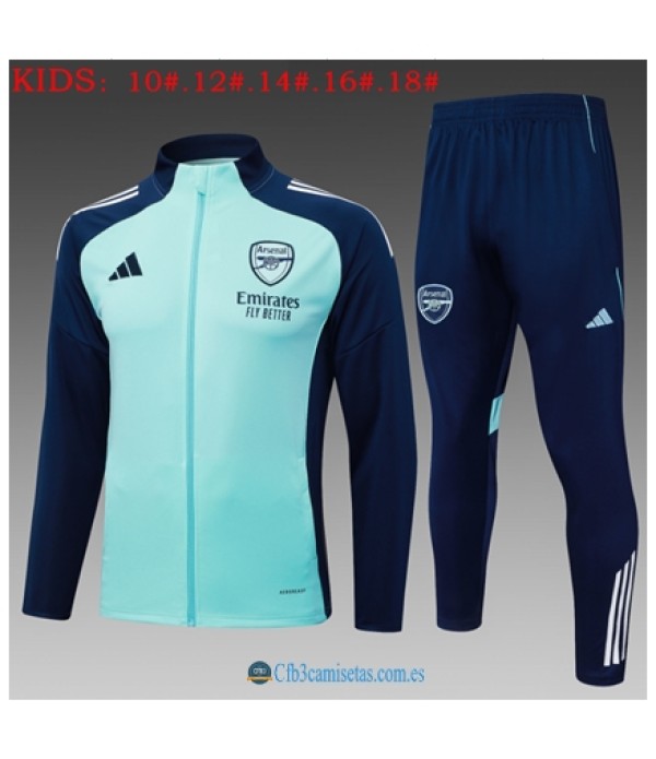 CFB3-Camisetas Chándal arsenal 2025/26light green long zipper - niÑos