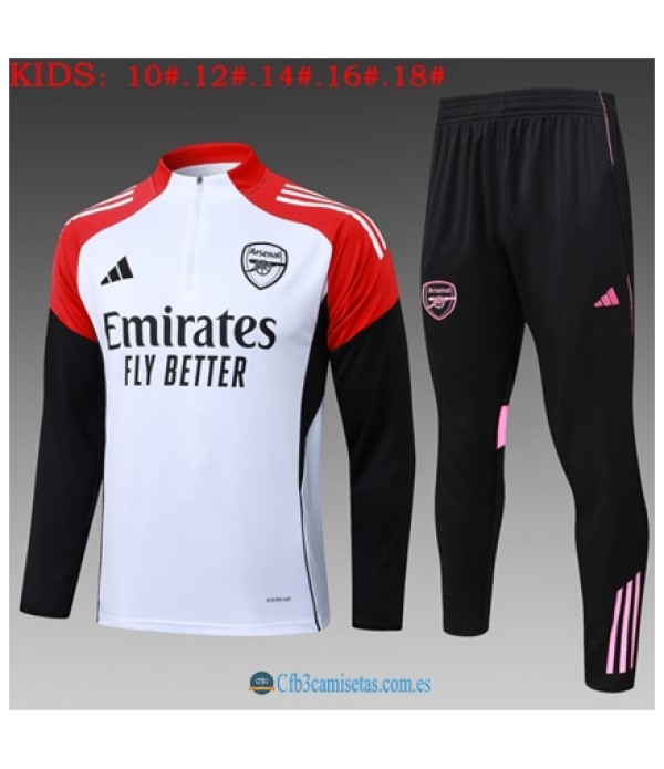 CFB3-Camisetas Chándal arsenal 2025/26white half zipper - niÑos