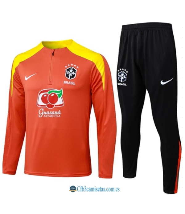 CFB3-Camisetas Chándal brasil 2026 orange half zipper