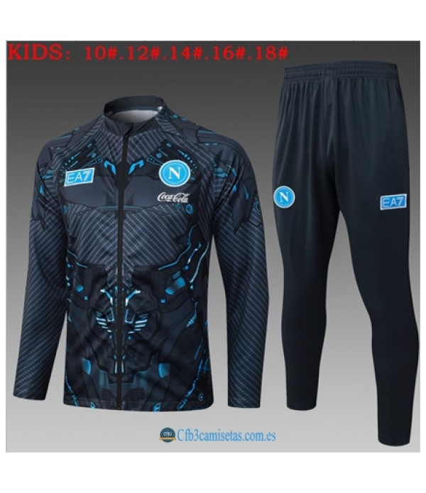 CFB3-Camisetas Chándal napoli 2025/26 black long zipper - niÑos