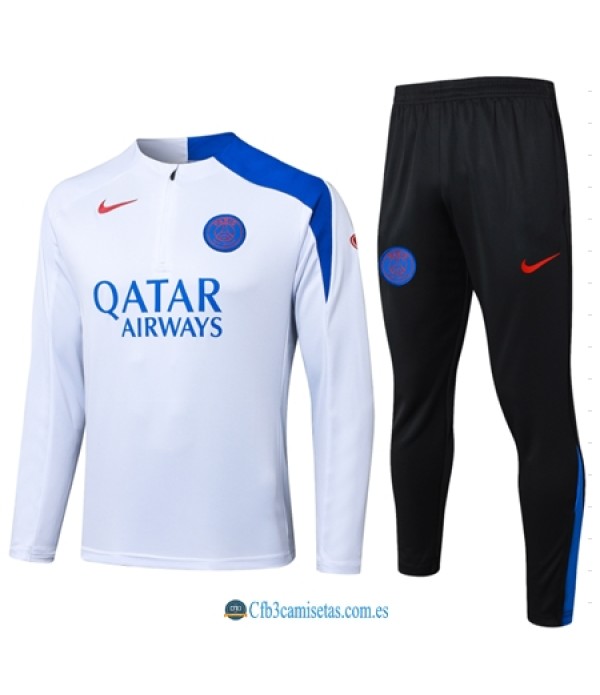 CFB3-Camisetas Chándal psg t90 2025/26 white half zipper