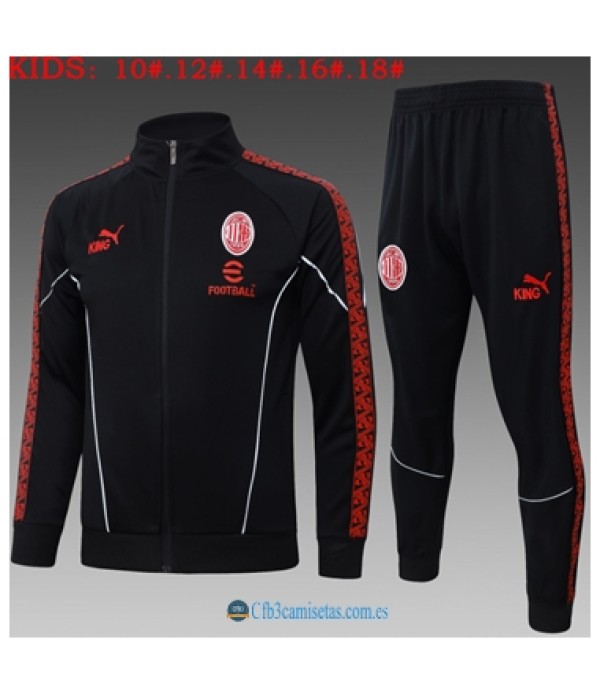 CFB3-Camisetas Chándal ac milan 2025/26 black long zipper - niÑos