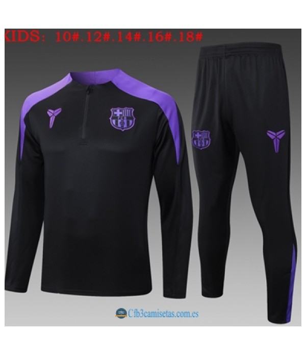 CFB3-Camisetas Chándal fc barcelona 2025/26 black half zipper - niÑos