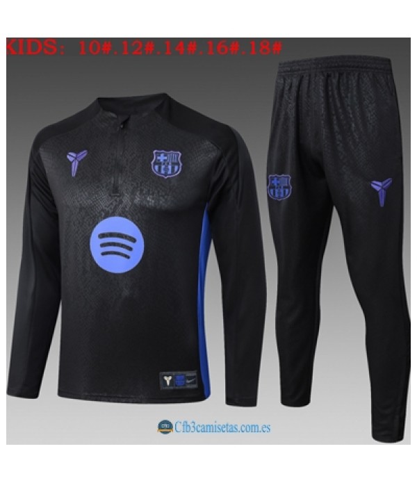 CFB3-Camisetas Chándal fc barcelona 2025/26 black ii half zipper - niÑos