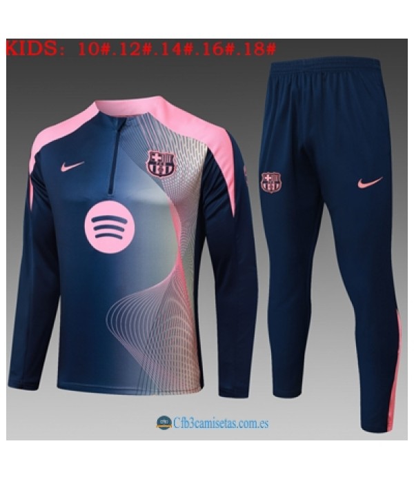 CFB3-Camisetas Chándal fc barcelona 2025/26 blue with pink half zipper - niÑos